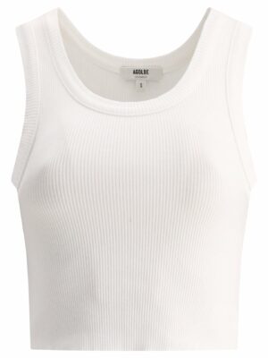 Agolde Women's "poppy" Cropped Tank Top in White | Size Large | A7225 Color 1260WHT