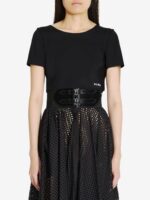 Alaïa Women's Sculpting Top in Black | Size 36 | AA9H04546J047