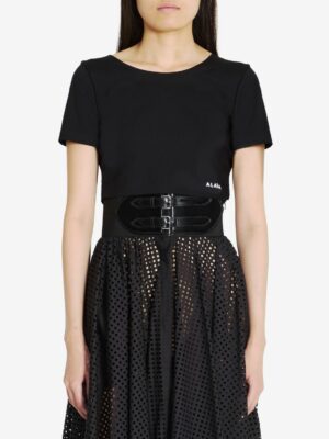 Alaïa Women's Sculpting Top in Black | Size 36 | AA9H04546J047