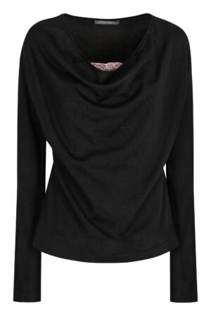 Alberta Ferreti Women's Knitted Wool-Blend Top in Black | Size 42 | 09316601 Color A0555