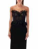 Alessandra Rich Women's Bow Lace Bustier Top in Black | Size 44 | 24AFABX3937P4431 Color 0900