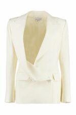 Alexander Mcqueen Women's Double-Breasted Wool Jacket in Ivory | Size 44 | 745244QJACX Color 9007