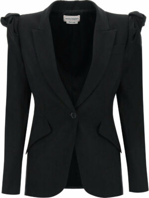 Alexander Mcqueen Women's Jacket With Knotted Shoulders in Black | Size 40 | 780529QJACX