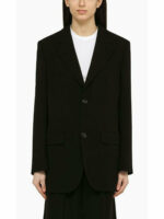 Ami Paris Women's Single-Breasted Jacket In Wool in Black | Size 34 | FBV303WV0039