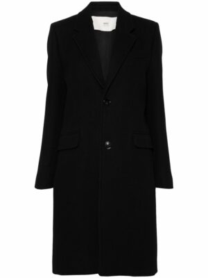 Ami Paris Women's Wool Single-Breasted Coat in Black | Size 38 | FCO010WV0049001