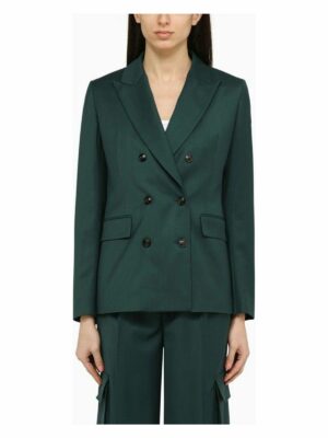 Amiri Women's Forest Double-Breasted Jacket In Wool in Green | Size 38 | PS24WJ008WO