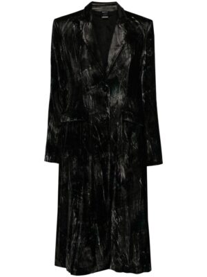 Avant Toi Women's Graffiti Effect Velvet Coat in Black | Size Large | 224WD2301VUNV Color JV00053