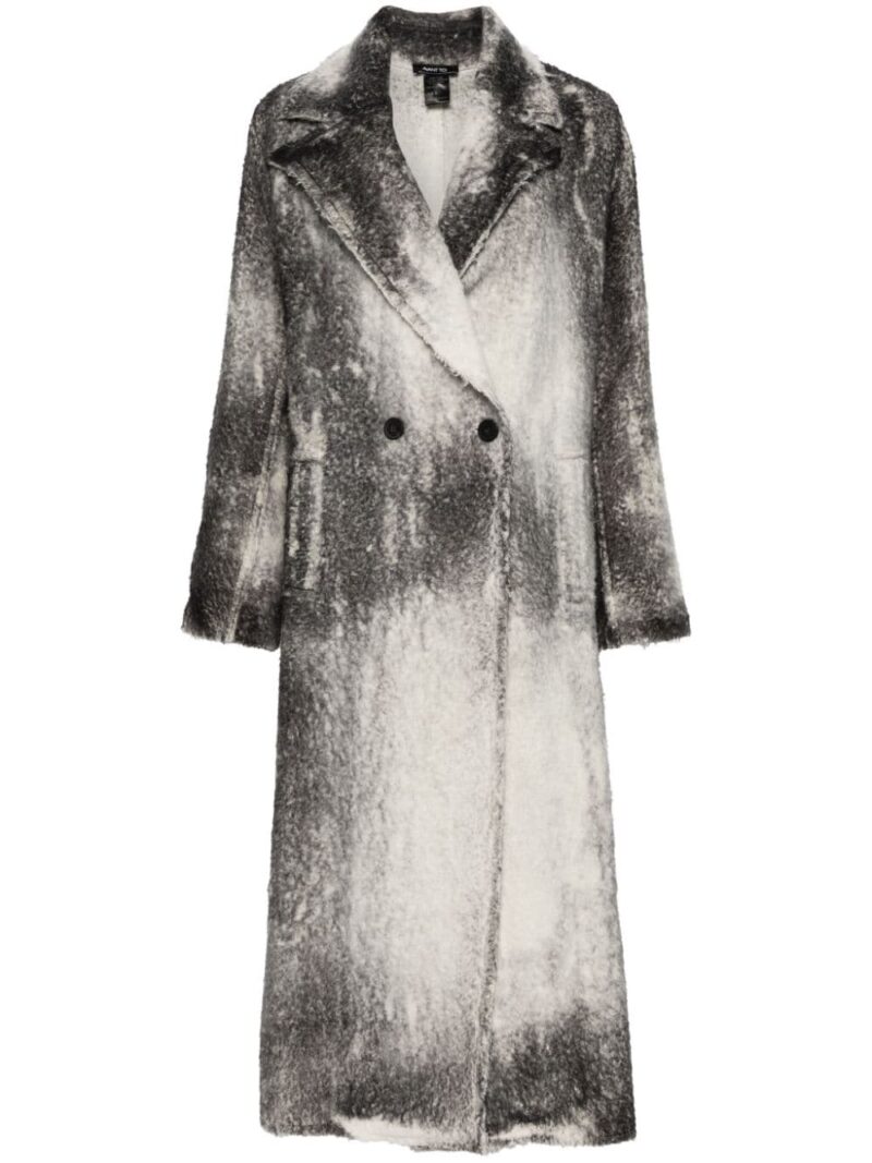 Avant Toi Women's Marble Effect Wool Coat in Black | Size Medium | 224WD2442XENV Color MV00053