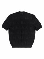 Balenciaga Women's Allover Logo Top in Black | Size Small | 788572T52121000