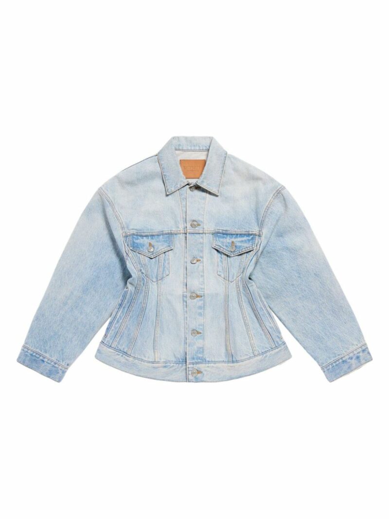 Balenciaga Women's Hourglass Denim Jacket in Clear Blue | Size 34 | 773776TJW794076