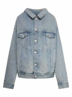 Balenciaga Women's Off Shoulder Light Denim Jacket in Blue | Size Small | 786638TQW55