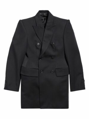 Balenciaga Women's Wool Double-Breasted Jacket in Black | Size 38 | 768891TPT241000