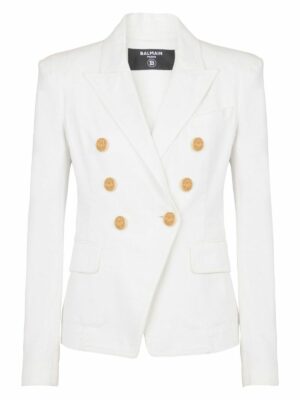 Balmain Women's Denim Jacket in White | Size 38 | CF1SG170DB69