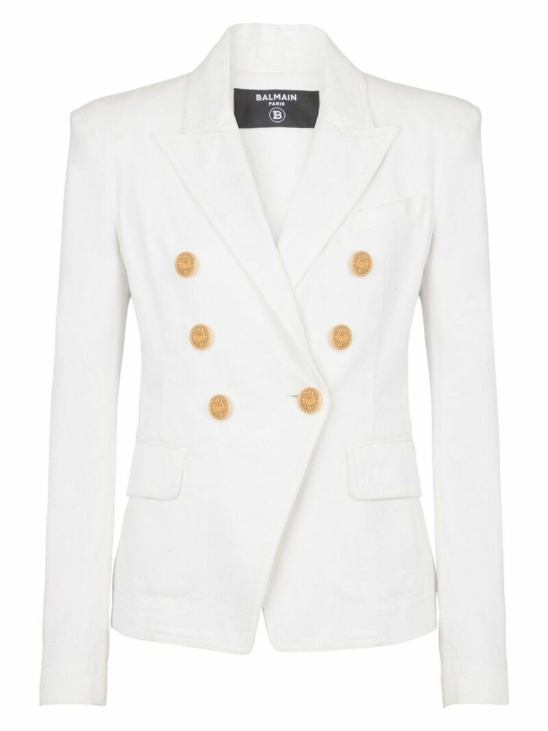 Balmain Women's Denim Jacket in White | Size 38 | CF1SG170DB69