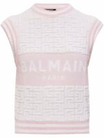 Balmain Women's Monogram Logo Tank Top in White | Size 36 | DF1AB354KE95GSO