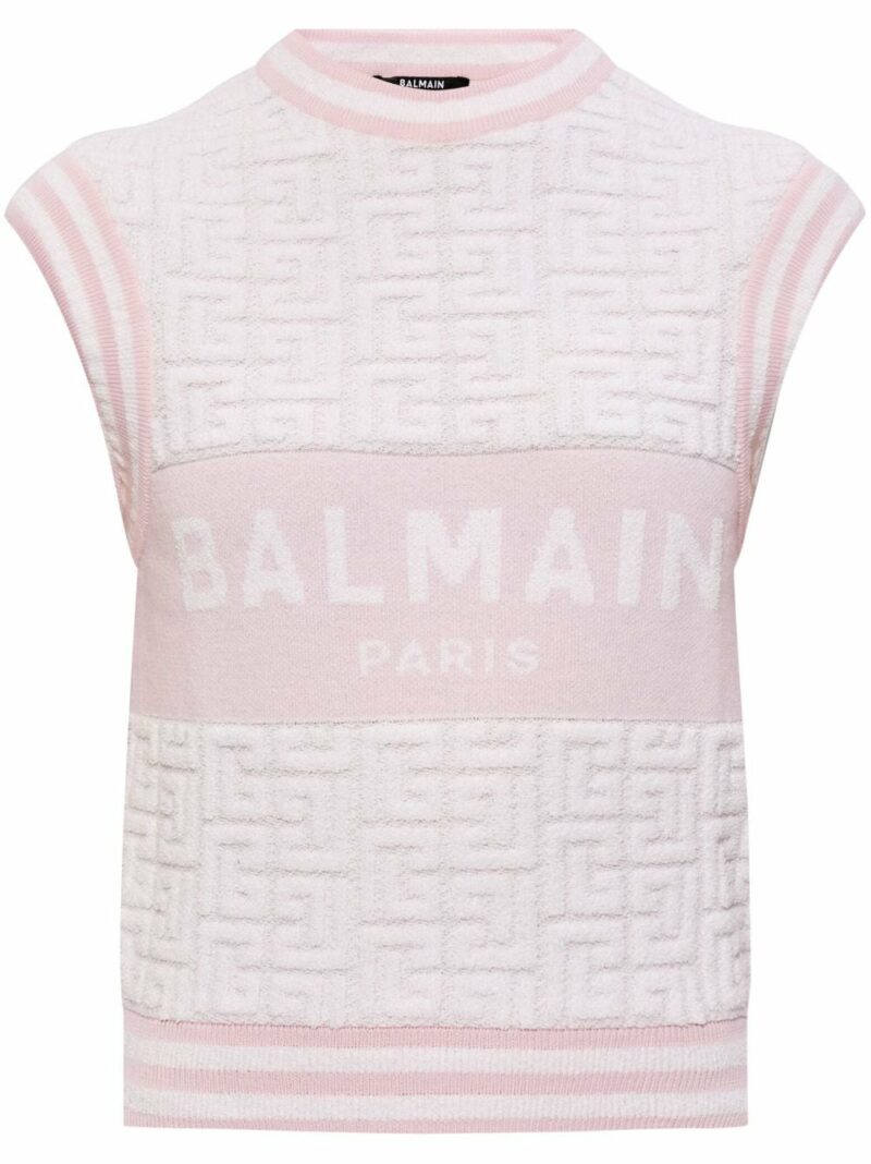 Balmain Women's Monogram Logo Tank Top in White | Size 36 | DF1AB354KE95GSO