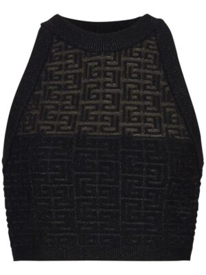 Balmain Women's Pb Labyrinth Knit Top in Black | Size 36 | DF1AB026KG96