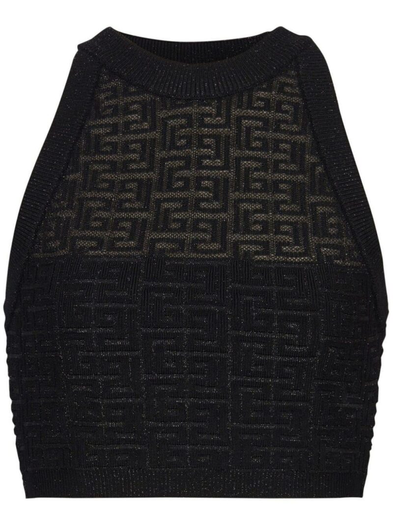 Balmain Women's Pb Labyrinth Knit Top in Black | Size 36 | DF1AB026KG96