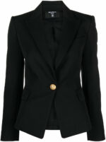 Balmain Women's Single-Breasted Wool Jacket in Black | Size 34 | BF1SE002WB080PA