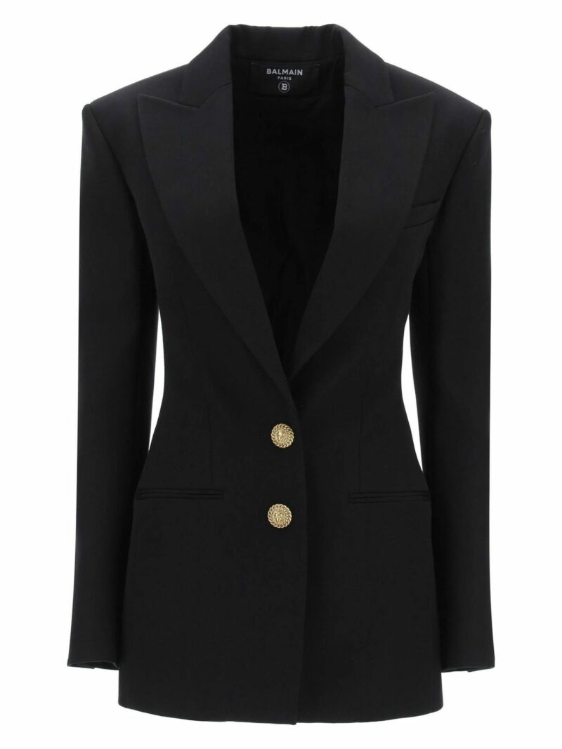 Balmain Women's Virgin Wool Jacket in Black | Size 38 | CF1SE055WC09