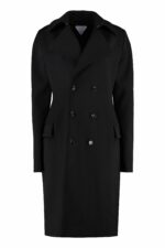 Bottega Veneta Women's Double-Breasted Wool Coat in Black | Size 44 | 666186V0IV0 Color 1000