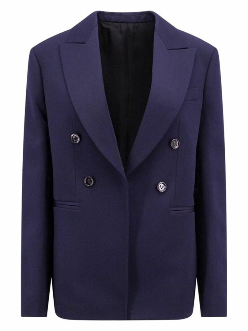 Bottega Veneta Women's Double-Breasted Wool Jacket in Blue | Size 38 | 743353VKIS0 Color 4121