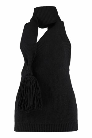 Bottega Veneta Women's Knitted One-Shoulder Top in Black | Size Small | 682568V1DF0 Color 1000