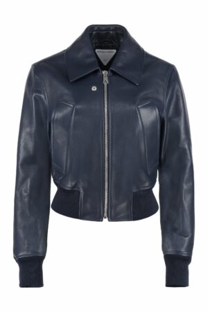 Bottega Veneta Women's Leather Jacket in Blue | Size 38 | 724068V2JI0 Color 4038