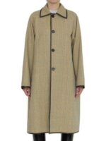 Bottega Veneta Women's Prince-Of-Wales Wool Coat in Beige | Size 38 | 792921V4BW0 Color 1487