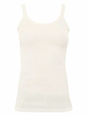 Bottega Veneta Womens Slim Fit Light Cotton Tank Top in White | Size Small | 740411V2R70