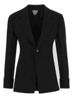 Bottega Veneta Women's Structured Raffia Jacket in Black | Size 42 | 759699VKPH0