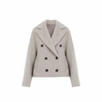 Brunello Cucinelli Women's Double-Breasted Wool And Cashmere Short Coat in Beige | Size 40 | MD5327960P