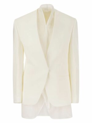 Brunello Cucinelli Women's Linen-Blend Jacket in White | Size 42 | MH1262808