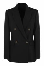 Brunello Cucinelli Women's Wool And Cashmere Jacket With Necklace in Black | Size 38 | MD5887083