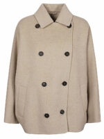 Brunello Cucinelli Women's Wool Double-Breasted Coat in Beige | Size 40 | MD5327871C009