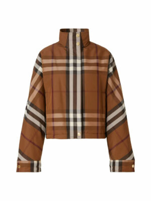 Burberry Women's Ayton Check Pattern Zip-Up Jacket in Brown | Size 40 | 8059672 Color BROWN