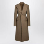 Burberry Women's Beige Single-Breasted Wool Coat in Grey | Size 6 | 8099614160286