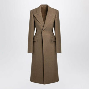 Burberry Women's Beige Single-Breasted Wool Coat in Grey | Size 6 | 8099614160286