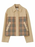 Burberry Women's Check Motif Short Jacket in Beige | Size 6 | 8071170B6185