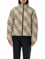 Burberry Women's Checked Down Jacket in Sand Ip Check | Size Large | 24A8096129 Color B9368