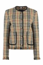 Burberry Women's Checked Jacket in Beige | Size 8 | 8065309141086 Color A7028