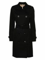 Burberry Women's Chelsea Cotton Trench Coat in Black | Size 4 | 8079402A1189