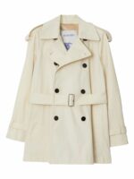 Burberry Women's Cotton Belted Jacket in White | Size 6 | 8083207B8620