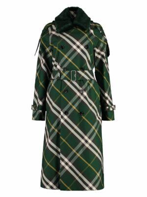 Burberry Women's Cotton Gabardine Long Trench Coat in Green | Size 10 | 8082165152628 Color B8660