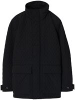 Burberry Women's Diamond Quilted Detachable Check-Print Hood Coat in Black | Size Large | 8093876A1189