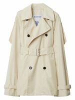 Burberry Women's Double-Breasted Button Fastening Belted Coat in White | Size 4 | 8083853B8620