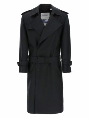 Burberry Women's Double-Breasted Silk Twill Trench Coat in Black | Size 6 | 8088822