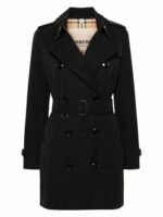 Burberry Women's Kensington Cotton Trench Coat in Black | Size 6 | 8079415A1189