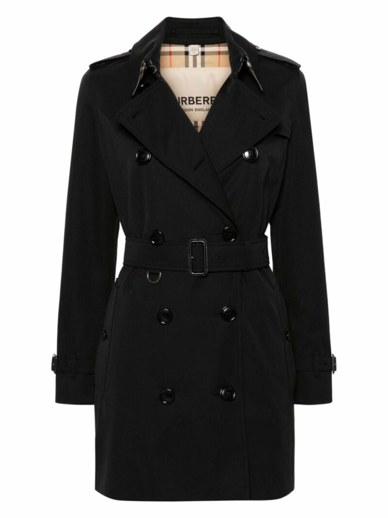 Burberry Women's Kensington Cotton Trench Coat in Black | Size 6 | 8079415A1189