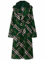 Burberry Women's Kensington Trench Coat With Check Pattern in Green | Size 6 | 8082165